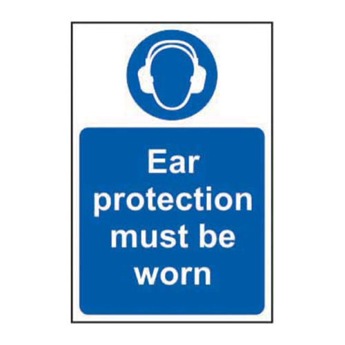 'Ear Protection Must Be Worn' Sign, Self-Adhesive Vinyl (400mm x 600mm)