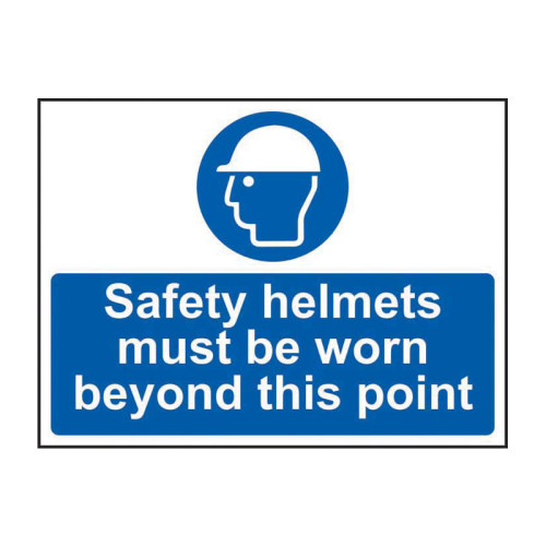 Safety helmets must be worn beyond this point 1.2mm Recyclable PP (600 x 450mm)