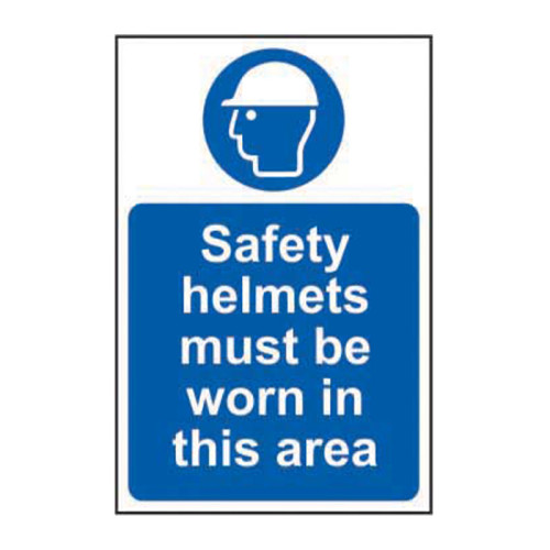 Safety helmets must be worn in this area 1.2mm Recyclable PP (200 x 300mm)