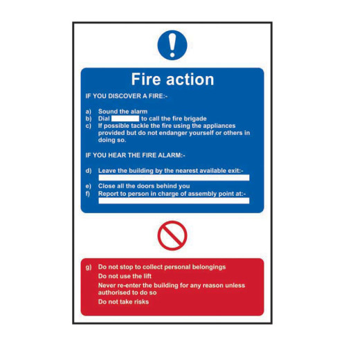 Fire action procedure 1.2mm Recyclable PP (400 x 600mm)