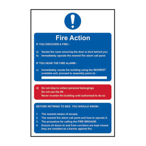Fire action procedure 1.2mm Recyclable PP (200 x 300mm)