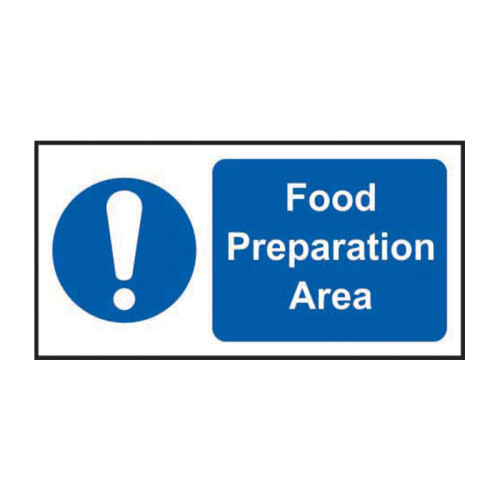 'Food Preparation Area' Sign, Self-Adhesive Vinyl (200mm x 100mm)