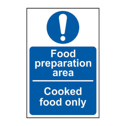 Foor preparation area Cooked food only 1.2mm Recyclable PP (150 x 100mm)