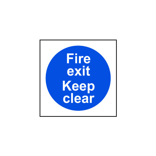 'Fire Exit Keep Clear' Sign, Self-Adhesive Vinyl (150mm x 150mm)