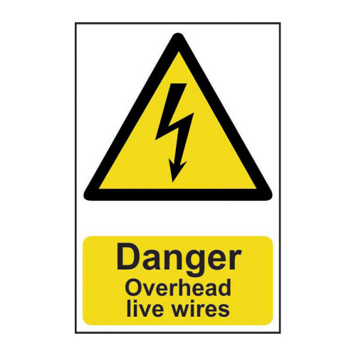 Danger Overhead live wires - 1.2mm Recyclable PP (200 x 300mm)