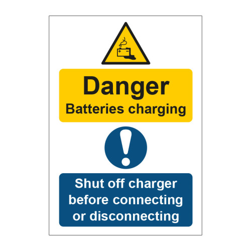 Danger Batteries Charging / Shut Off Charger - SAPP (200 x 300mm)