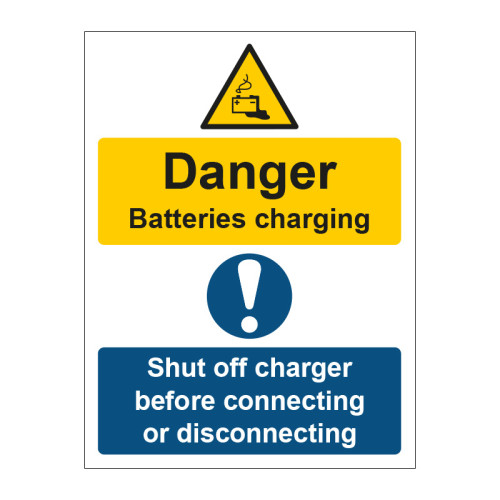 Danger Batteries Charging / Shut Off Charger - SAPP (300 x 400mm)