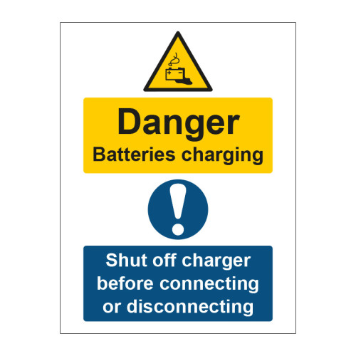 Danger Batteries Charging / Shut Off Charger - SAPP (400 x 600mm)