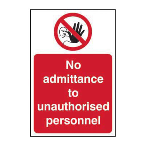 No admittance to unauthorised personnel 1.2mm Recyclable PP (200 x 300mm)