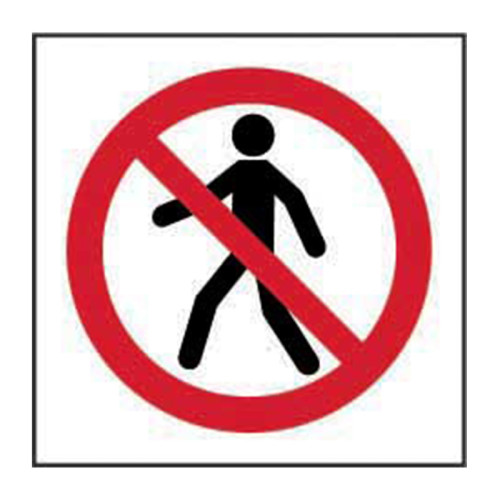 'No Thoroughfare Symbol' Sign, Self-Adhesive Vinyl (100mm x 100mm)