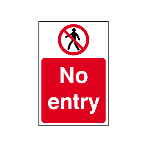 'No Entry' Sign, Self-Adhesive Vinyl (200mm x 300mm)