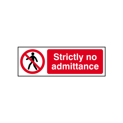 'Strictly No Admittance' Sign, Self-Adhesive Vinyl (300mm x 100mm)