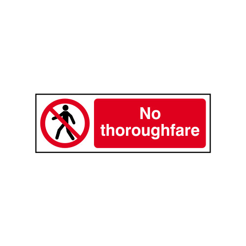 'No Thoroughfare' Sign, Self-Adhesive Vinyl (300mm x 100mm)