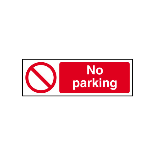 'No Parking' Sign, Self-Adhesive Vinyl (300mm x 100mm)
