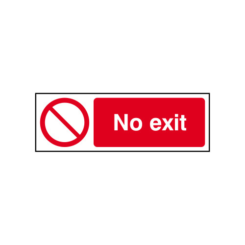 'No Exit' Sign, Self-Adhesive Vinyl (300mm x 100mm)