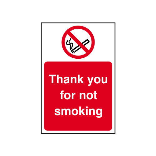 'Thank You For Not Smoking' Sign, Self-Adhesive Vinyl (200mm x 300mm)