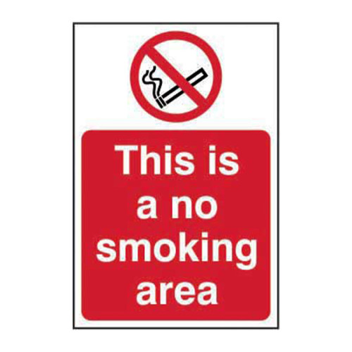 'This Is A No Smoking Area' Sign, Self-Adhesive Vinyl (400mm x 600mm)
