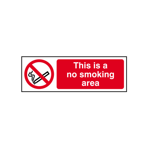 'This Is A No Smoking Area' Sign, Self-Adhesive Vinyl (300mm x 100mm)
