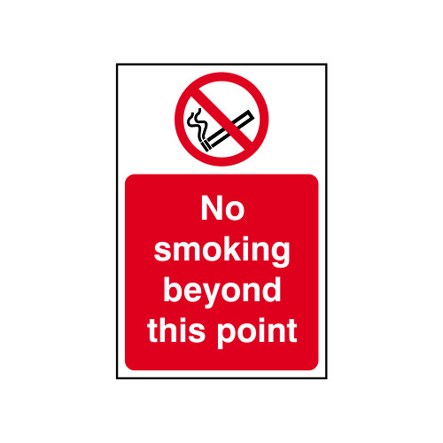 'No Smoking Beyond This Point' Sign, Self-Adhesive Vinyl (200mm x 300mm)