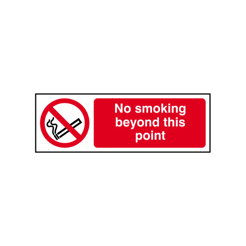 'No Smoking Beyond This Point' Sign, Self-Adhesive Vinyl (300mm x 100mm)