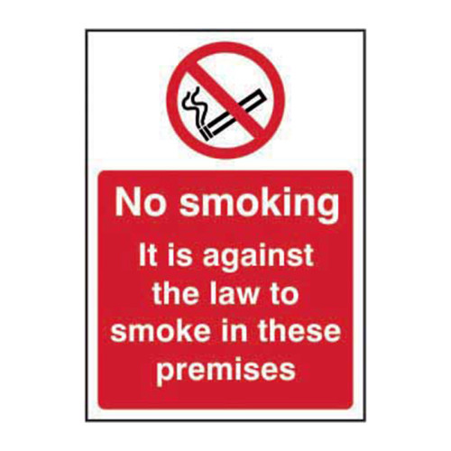 No smoking It is against the law to smoke in these premises 1.2mm Recyclable PP (148 x 210mm)