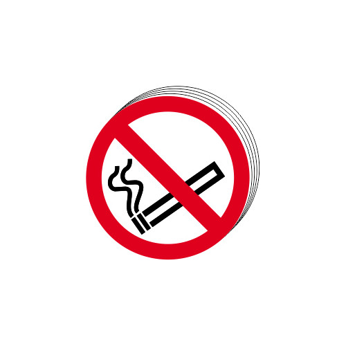 No Smoking Symbol' Sign, Self-Adhesive Vinyl, 75mm Dia. Pack Of 24