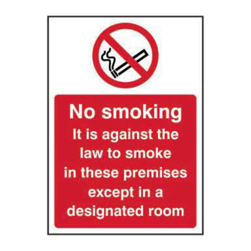 No smoking It is against the law to smoke 1.2mm Recyclable PP (148 x 210mm)