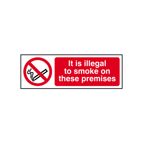 'It Is Illegal To Smoke On These Premises' Sign, Self-Adhesive Vinyl (300mm x 100mm)