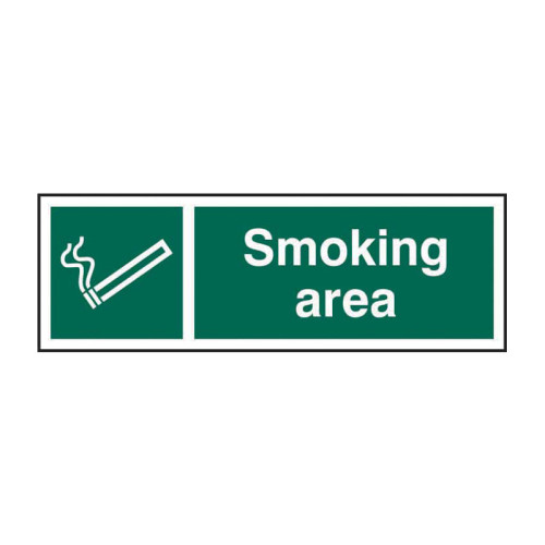 'Smoking Area' Sign, Self-Adhesive Vinyl (300mm x 100mm)