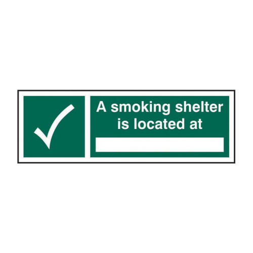 'A Smoking Shelter Is Located At' Sign, Self-Adhesive Vinyl (300mm x 100mm)