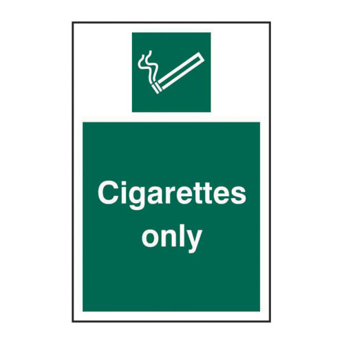 'Cigarettes Only' Sign, Self-Adhesive Vinyl (100mm x 150mm)