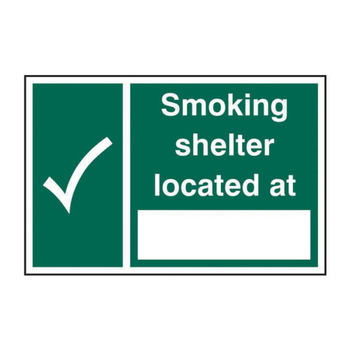 Smoking shelter located at _____ 1.2mm Recyclable PP (300 x 200mm)