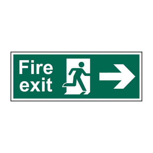 Fire exit (Man arrow right) 1.2mm Recyclable PP (600 x 200mm)