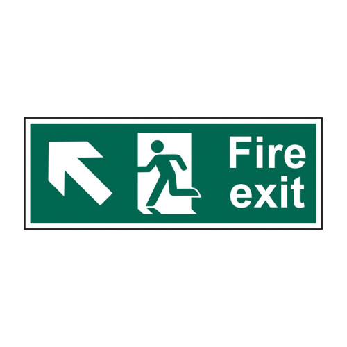 Fire exit (Man arrow up/left) 1.2mm Recyclable PP (600 x 200mm)