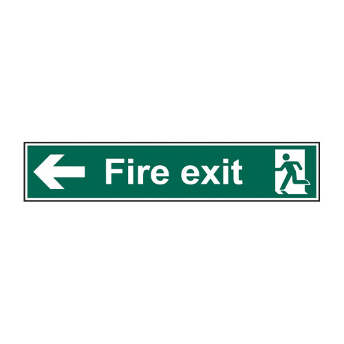 Fire exit (Man arrow left) 1.2mm Recyclable PP (750 x 150mm)
