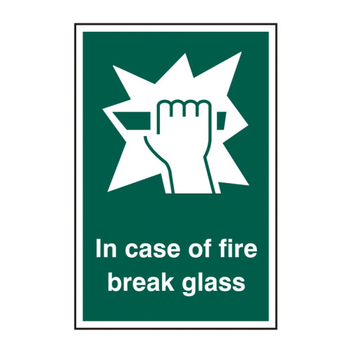 In case of fire break glass 1.2mm Recyclable PP (100 x 150mm)