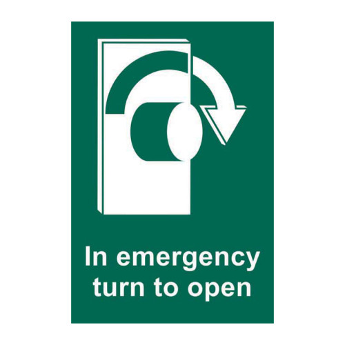 In emergency turn to open (Right) 1.2mm Recyclable PP (100 x 150mm)