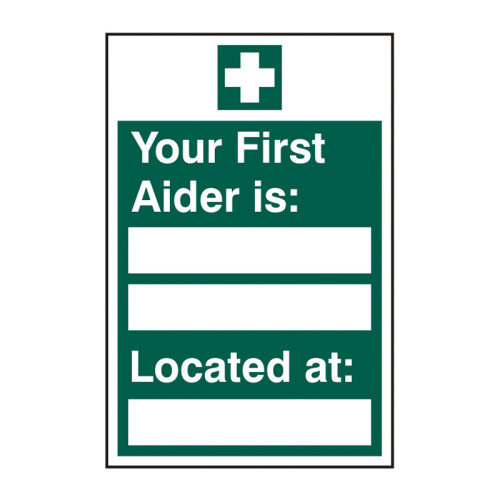Your first aider is: _____ Located at: _____ 1.2mm Recyclable PP (200 x 300mm)