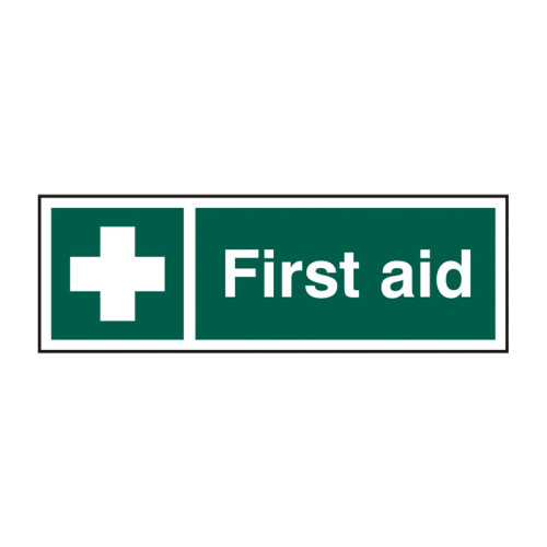 'First Aid' Sign, Self Adhesive, Vinyl (300mm x 100mm)