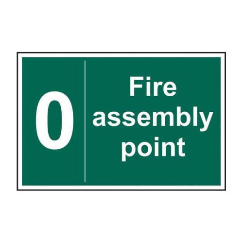 'Fire Assembly Point 0' Sign, Self-Adhesive Vinyl (300mm x 200mm)
