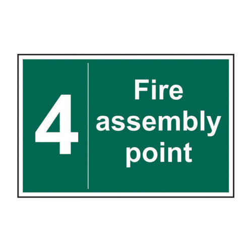 'Fire Assembly Point 4' Sign, Self-Adhesive Vinyl (300mm x 200mm)