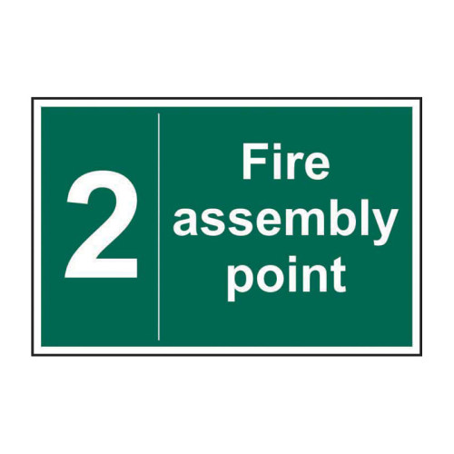 'Fire Assembly Point 2' Sign, Self-Adhesive Vinyl (600mm x 400mm)