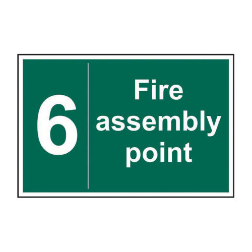 'Fire Assembly Point 6' Sign, Self-Adhesive Vinyl (600mm x 400mm)