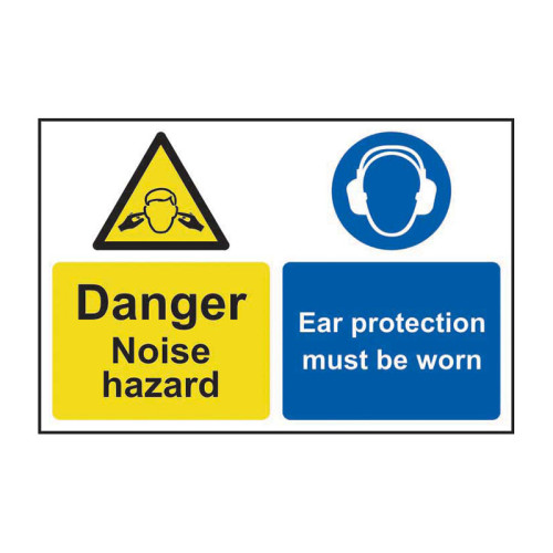Danger Noise hazard Ear protection must be worn - 1.2mm Recyclable PP (300 x 200mm)