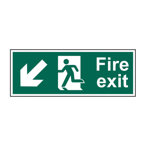 Fire exit (Man arrow down/left) 1.2mm Recyclable PP (400 x 150mm)