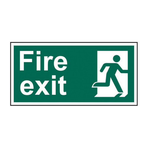 'Fire Exit (Man Right)' Sign, Self-Adhesive Vinyl (300mm x 150mm)