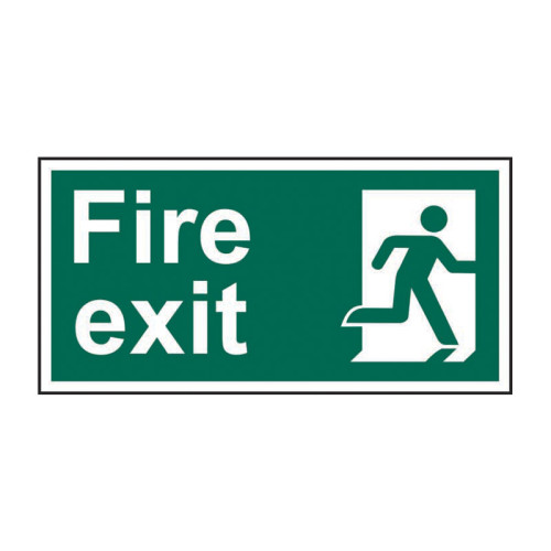 VSafety Fire Exit Schild „Fire Exit Man“ – 300 X 100 Mm, 2 Mm Starker Kunststoff, Blau-weiß, EN ISO 7010 Konform