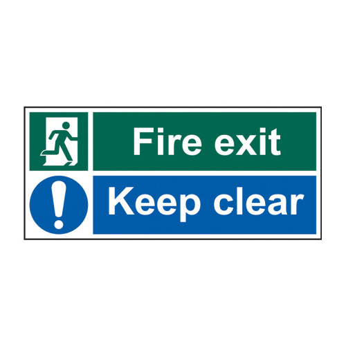 Fire exit Keep clear 1.2mm Recyclable PP (450 x 200mm) Pack of 5