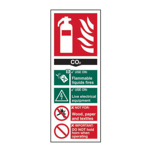 'Fire Extinguisher: CO2' Sign, Self-Adhesive Vinyl (82mm x 202mm)
