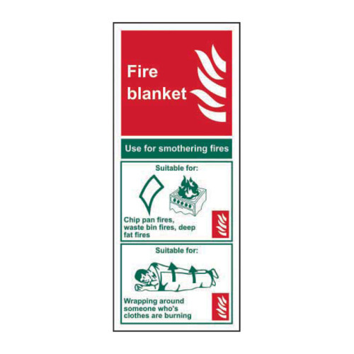 'Fire Blanket' Sign, Self-Adhesive Vinyl (82mm x 202mm)